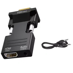 LOTA HDMI to VGA Adapter with 3.5 mm Stereo Audio Cable Black Supports Upto 1920x1080 Pixels, MST-964-LT-12