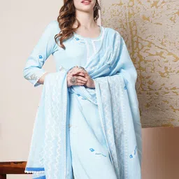Anni Designer Abstract Printed Regular Straight Kurta with Trousers & Dupatta image 2