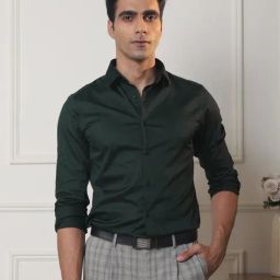 Subtract Green Cotton Slim fit Solid Formal Shirts-picture-43