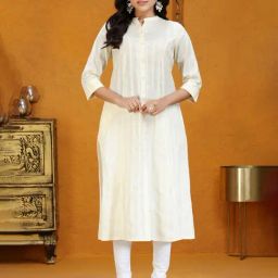 Cotton Culture Beige Cotton Solid Kurta-image-40