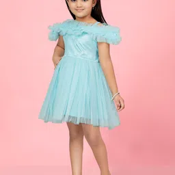 BAESD Flutter Sleeve Net Fit & Flare Dress image 4