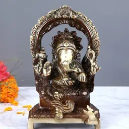 Aapno Rajasthan Golden Brass Lord Ganesha Showpiece - Set of 1-image-82