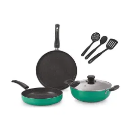 Nirlon Non-Stick Green Aluminium Cookware Combo Gift - Set of 7 Piece-39