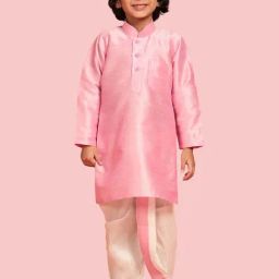 AJ Dezines Kids Pink & White Regular Fit Full Sleeves Kurta Set-image-55