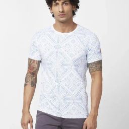 Spykar White Slim Fit Printed T-Shirt-picture-35