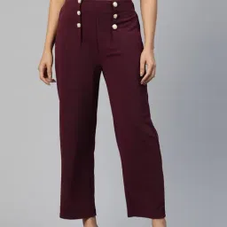 Melon by PlusS Wine Regular Fit Mid Rise Trousers-image-88