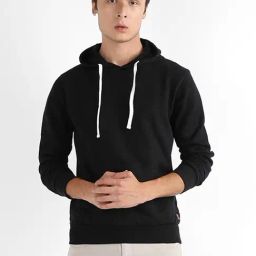 Campus Sutra Black Cotton Regular Fit Hooded Sweatshirt-image-27