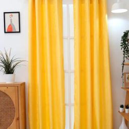 Ariana Textured Yellow Polyester 7 ft Door Curtain-picture-19
