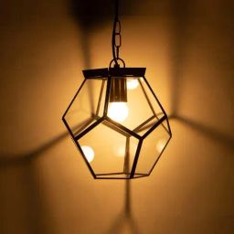 Home4U 'Dritan' Beige & Transparent Mild Steel Hanging Lamp - Set of 1-12