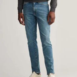 GANT Blue Slim Fit Lightly Washed Jeans-image-34