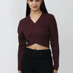 Forever 21 Brown V Neck Sweater-image-55