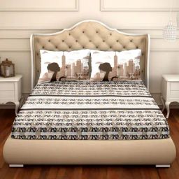 BELLA CASA Vogue Printed Multicolor 250 TC Cotton King Bedsheet with 2 Pillow Covers-image-27