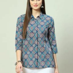 Biba Blue Cotton Printed Shirt-image-55