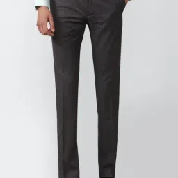 Van Heusen Grey Slim Fit Self Pattern Trousers-image-14