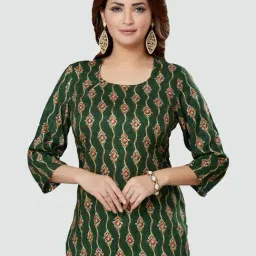 Saree Swarg Green Printed Straight Kurti-image-8