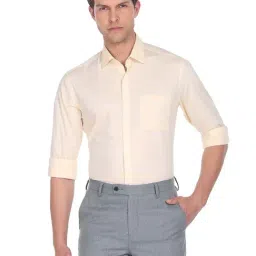 Arrow Yellow Slim Fit Striped Cotton Shirt-picture-33