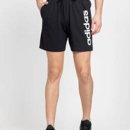 adidas Black Regular Fit Linear Logo Print Sports Shorts-image-26