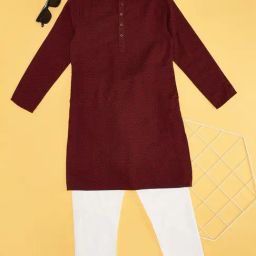 Indus Route by Pantaloons Boys Red Earth Printed Kurta and Pyjama-8