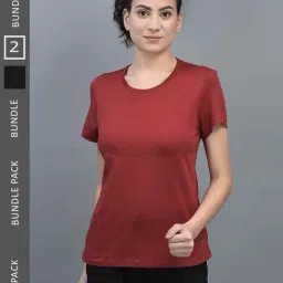 Dollar Black & Maroon Cotton Sports T-Shirt - Pack Of 2-image-61