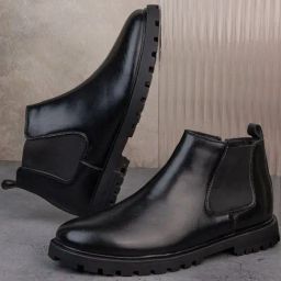 Styli Men's Mid Top Black Chelsea Boots-image-69