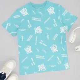 Pantaloons Junior Boys Aqua Cotton Printed T-Shirts-image-95