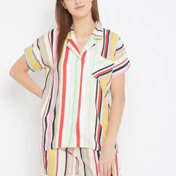 The Kaftan Company Red Striped Shorts & Shirt Set-picture-43