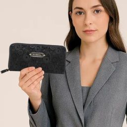 Esbeda Black Printed Medium Zip Around Wallet-picture-11