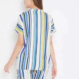 The Kaftan Company Blue Striped Shorts & Shirt Set image 2