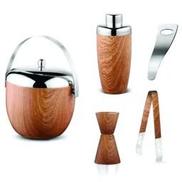 FnS Brown Stainless Steel 5-Piece Bar Set-image-99