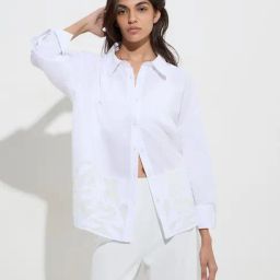LOV by Westside White Botanical Embroidered Cotton Shirt-image-33