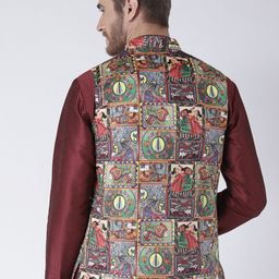 Hangup Men Multicoloured Solid Kurta with Pyjamas image 2