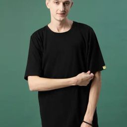 Rigo Snow Black Loose Fit Graphic Print Oversized T-Shirt-image-47