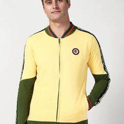 Peter England Casuals Men Colourblocked Round Neck Cotton Front-Open Sweatshirt-picture-35