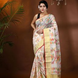 DESH BIDESH Women Ethnic Motifs Jamdani Saree-image-42