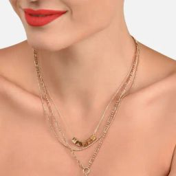 Zaveri Pearls Gold Tone 3 layers Happy Heart Embellished Contemporary Necklace Earring Set-ZPFK11521-image-69