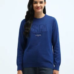 U.S. POLO ASSN. Blue Cotton Plain Sweater-image-7