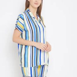 The Kaftan Company Blue Striped Shorts & Shirt Set image 3