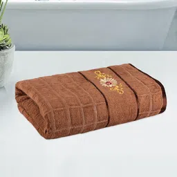 Myntra Elegant Homes Brown Striped Cotton 250 GSM Bath Towel-10