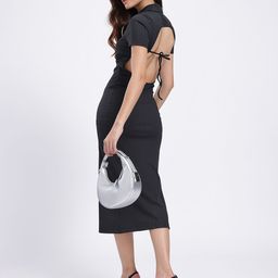 glitchez Cut Out Detail Ribbed Shirt-Style Dress-image-31