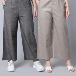 Gracit Brown & Grey Regular Fit Mid Rise Cotton Pants - Pack of 2-image-12