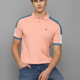 Louis Philippe Jeans Pink Cotton Slim Fit Printed Polo T-Shirt-38