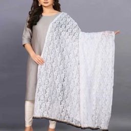 APNISHA White Woven Pattern Dupatta-image-5