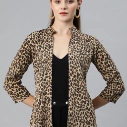 Cottinfab Beige Animal Print Shrug-33