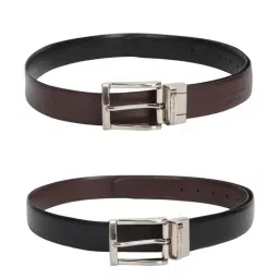 Louis Philippe Brown Leather Solid Reversible Belt for Men-picture-48