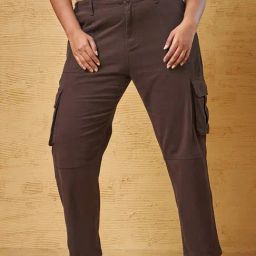 Bewakoof Brown Cotton Cargo Pants-image-31