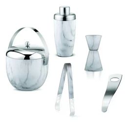 FnS White Stainless Steel 5-Piece Bar Set-image-5