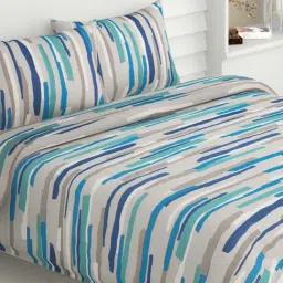 Haus & Kinder Aqua Fushion Blue 144 TC Cotton Double Bedsheet with 2 Pillow Covers-image-33