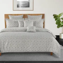 Swayam Grey Cotton Geometric King Bed Sheets 2 Pillow Covers-picture-8