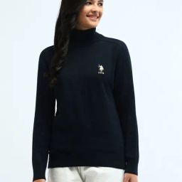 U.S. POLO ASSN. Navy Cotton Plain Sweater-image-120
