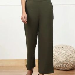 Biba Olive Plain Trousers-image-52